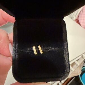 14k Yellow Gold and Diamond Bar Earrings